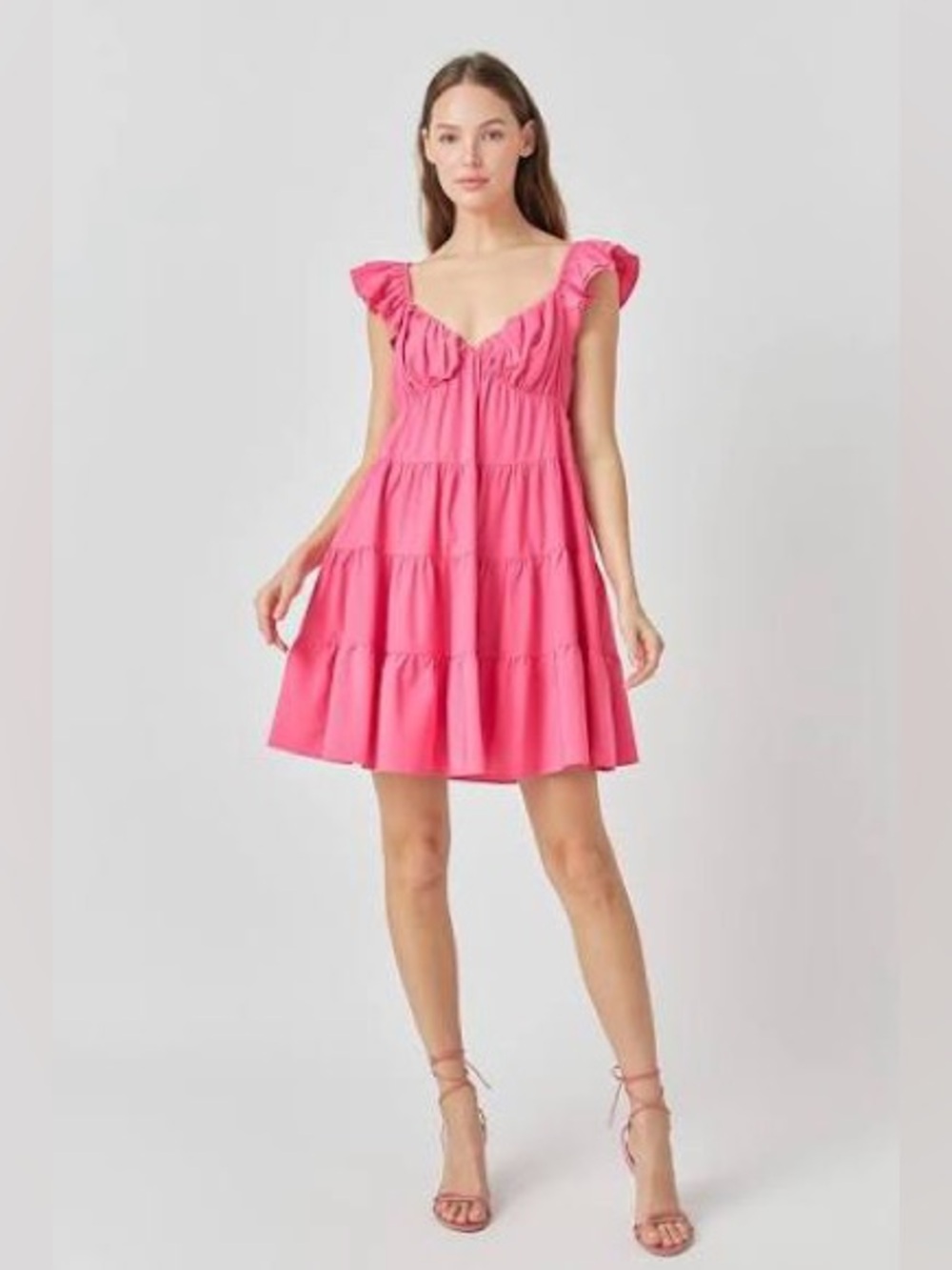 Endless Rose Bright Pink Ruffled Tiered Mini Dress
